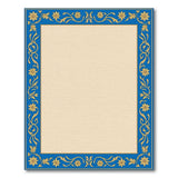 Ornate Blue Gold Floral Border Area Rug