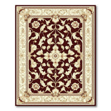 Washable Vintage Floral Area Rug - Burgundy Red, Low Pile, Non-Slip & Pet Friendly