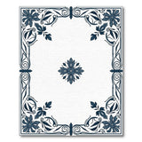 Ornate Navy Blue Floral Border Rug