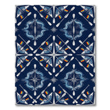 Coastal Oar Wave Navy Area Rug