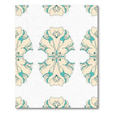 Teal on Cream Ornate Floral Area Rug