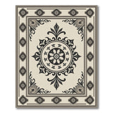 Ornate Beige Floral Medallion Persian Rug