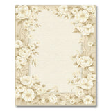 Vintage White Floral Border Beige Area Rug