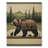 Grizzly Bear with Cubs Mountain Wilderness Rug