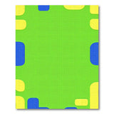 Playful Green Kids Rug with Yellow Ovals Blue Rectangles