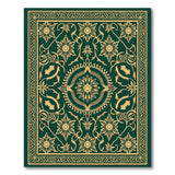 Emerald Green Gold Filigree Persian Rug