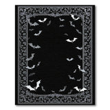 ODIKA Gothic Bat Washable Area Rug - Spooky Black & White Low Pile Decor
