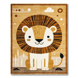 Brown and Tan Adorable Cartoon Lion Kids Area Rug