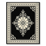 Ornate Black White Floral Medallion Black and White Area Rug