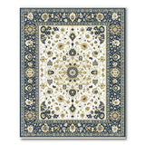 Navy Border Ivory Traditional Persian Area Rug