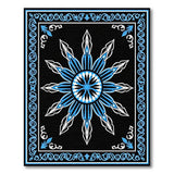 Blue Starburst Mandala Area Rug on Black