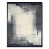 Abstract Grid Lines Black White Area Rug