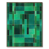 Emerald Green Gold-Framed Geometric Area Rug