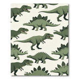Green T-Rex Stegosaurus Dino Pattern Area Rug