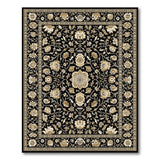 Gold Floral on Black Traditional Persian Area Rug