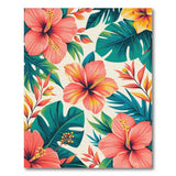 ODIKA Tropical Hibiscus Floral Washable Area Rug - Low Pile Non-Slip Machine Washable Carpet