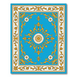 Blue Persian Floral Medallion Rug with Gold Accents