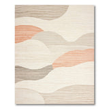 Abstract Wavy Beige Area Rug with Orange Accents