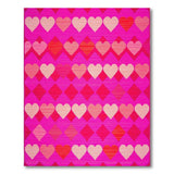 Vibrant Pink Hearts Diamond Geometric Rug