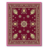 Maroon Persian Area Rug with Gold Ornate Border