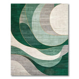 Green Abstract Crescent Wave Area Rug