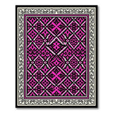 Vibrant Pink Black Persian Geometric Area Rug