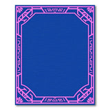 Navy Blue Area Rug with Pink Geometric Border
