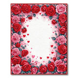 Romantic Red Roses Hearts Border Area Rug