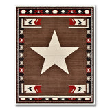 Southwestern Brown Area Rug with Bold White Star