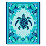Teal Sea Turtle Coastal Area Rug