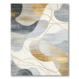 Abstract Grey Gold Organic Shapes Area Rug