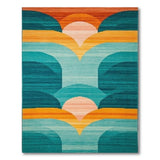 Multi-color and Patterns Teal Sunset Geometric Area Rug