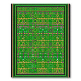 Emerald Green Gold Purple Beaded Geometric Rug