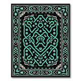 Teal Persian Area Rug on Black Field