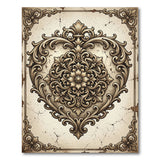Ornate Gilded Heart Mandala Area Rug