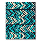 Layered Teal Chevron Geometric Area Rug