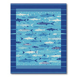 Blue and Teal Blue Teal Fish School Coastal Area Rug