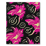 Vibrant Pink Floral Black Area Rug