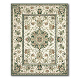 Sage Green Traditional Persian Floral Medallion Rug