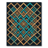 Multi-color and Patterns Teal Gold Geometric Modern Area Rug