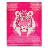 Vibrant Pink Tiger Head Geometric Area Rug