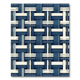 Navy Blue and White Denim Basketweave Area Rug