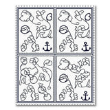 Whimsical Poodle Anchor Nautical Line Art Rug