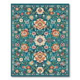 Floral Vintage Blue and Teal Teal Floral Medallion Area Rug