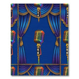 Vintage Rainbow Mic Blue Area Rug