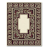 Maroon Greek Key Border Area Rug