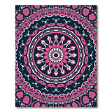 Navy Hot Pink Mandala Boho Area Rug