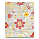 Vibrant Red Yellow Floral on Grey Woven Rug