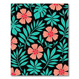 Pink Hibiscus Teal Monstera Leaf Rug