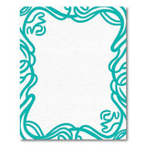 Teal Swirling Vine Border Area Rug